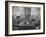 Members of Handlebar Club Sitting at Table and Having Formal Beer Session-Nat Farbman-Framed Photographic Print