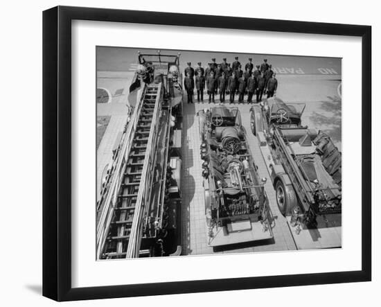 Members of Local Fire Department and Their Fire Engines-Alfred Eisenstaedt-Framed Photographic Print