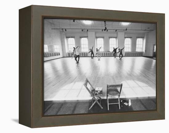 Members of Merce Cunningham Dance Company Practicing before Mirror in Studio-John Loengard-Framed Premier Image Canvas