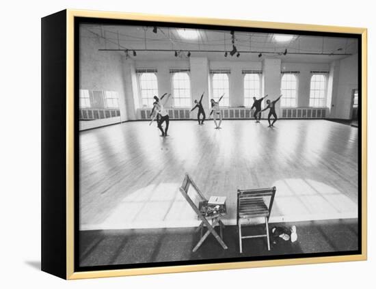 Members of Merce Cunningham Dance Company Practicing before Mirror in Studio-John Loengard-Framed Premier Image Canvas