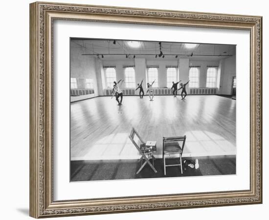 Members of Merce Cunningham Dance Company Practicing before Mirror in Studio-John Loengard-Framed Premium Photographic Print