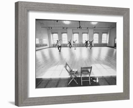 Members of Merce Cunningham Dance Company Practicing before Mirror in Studio-John Loengard-Framed Premium Photographic Print