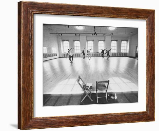 Members of Merce Cunningham Dance Company Practicing before Mirror in Studio-John Loengard-Framed Premium Photographic Print