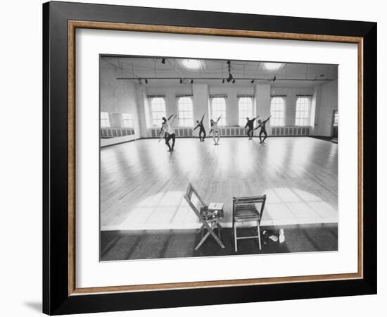 Members of Merce Cunningham Dance Company Practicing before Mirror in Studio-John Loengard-Framed Premium Photographic Print