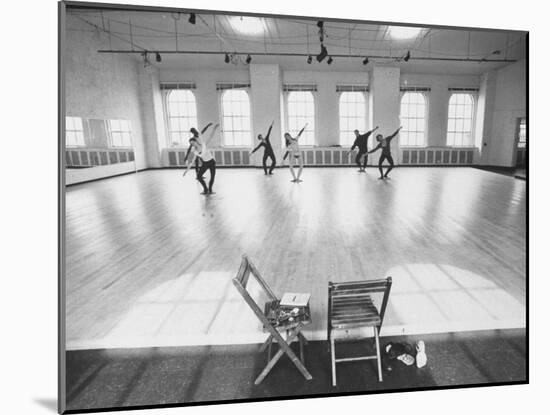 Members of Merce Cunningham Dance Company Practicing before Mirror in Studio-John Loengard-Mounted Premium Photographic Print