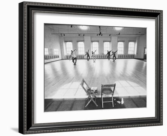 Members of Merce Cunningham Dance Company Practicing before Mirror in Studio-John Loengard-Framed Premium Photographic Print