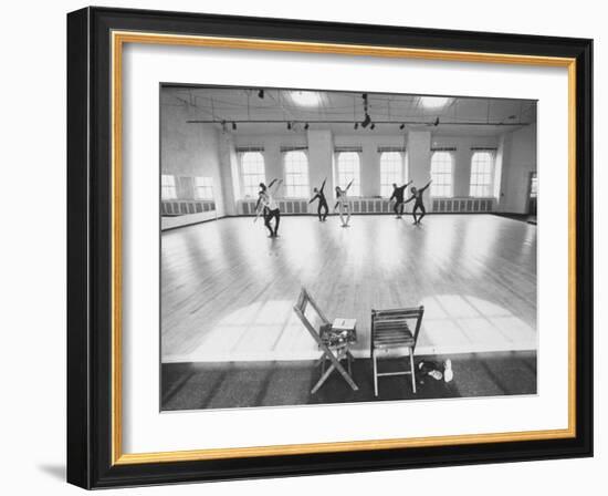 Members of Merce Cunningham Dance Company Practicing before Mirror in Studio-John Loengard-Framed Premium Photographic Print