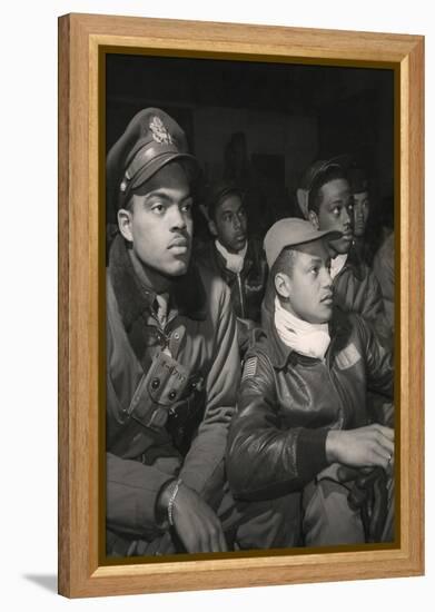 Members of the 332nd Fighter Group Attending a Briefing in Ramitelli, Italy, March, 1945-null-Framed Stretched Canvas