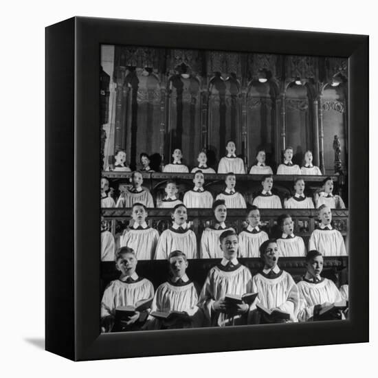 Members of the Boys Choir at St. John the Divine Episcopal Church Singing During Services-Cornell Capa-Framed Premier Image Canvas