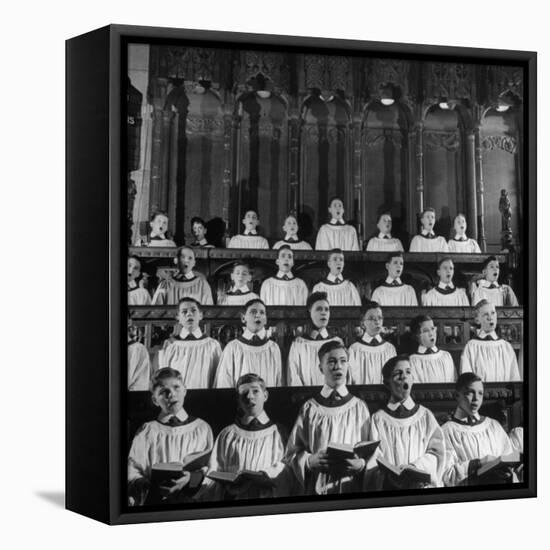 Members of the Boys Choir at St. John the Divine Episcopal Church Singing During Services-Cornell Capa-Framed Premier Image Canvas