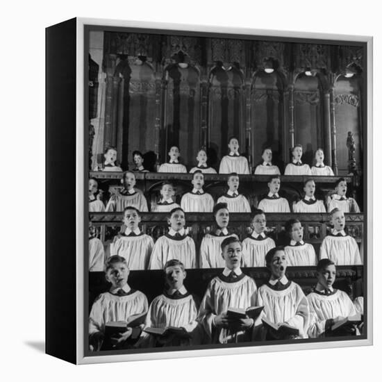 Members of the Boys Choir at St. John the Divine Episcopal Church Singing During Services-Cornell Capa-Framed Premier Image Canvas