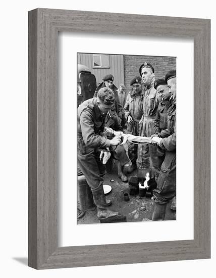 Members of the British 49th Armoured Personnel Carrier Regiment Skin a Rabbit for a Meal-George Silk-Framed Photographic Print