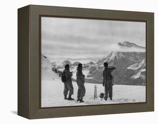 Members of the British Everest Expedition Survey the Mountains-null-Framed Premier Image Canvas