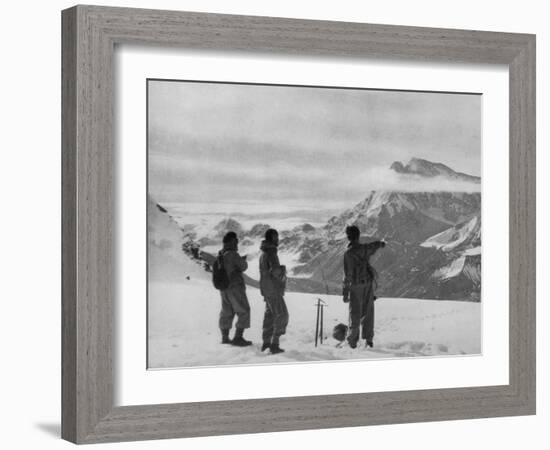 Members of the British Everest Expedition Survey the Mountains-null-Framed Photographic Print