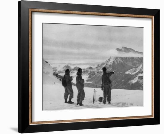 Members of the British Everest Expedition Survey the Mountains-null-Framed Photographic Print