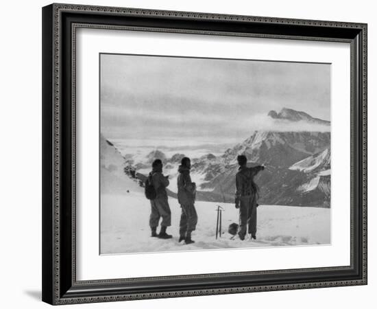 Members of the British Everest Expedition Survey the Mountains-null-Framed Photographic Print