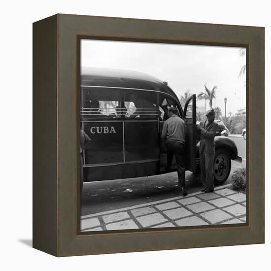 Members of the Brooklyn Dodgers Baseball Team Climb onto a Bus During Spring Training, 1942-William Vandivert-Framed Premier Image Canvas