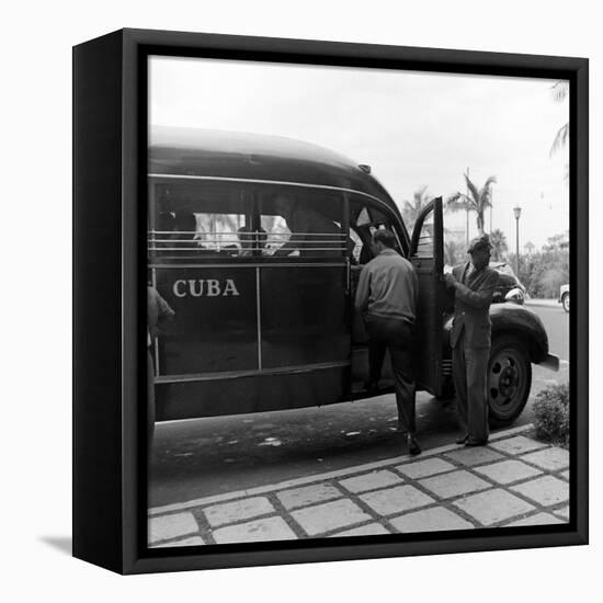 Members of the Brooklyn Dodgers Baseball Team Climb onto a Bus During Spring Training, 1942-William Vandivert-Framed Premier Image Canvas