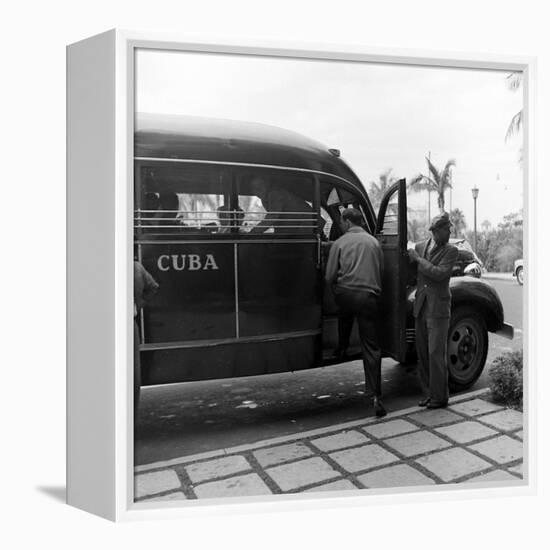 Members of the Brooklyn Dodgers Baseball Team Climb onto a Bus During Spring Training, 1942-William Vandivert-Framed Premier Image Canvas