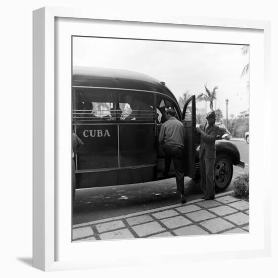 Members of the Brooklyn Dodgers Baseball Team Climb onto a Bus During Spring Training, 1942-William Vandivert-Framed Photographic Print