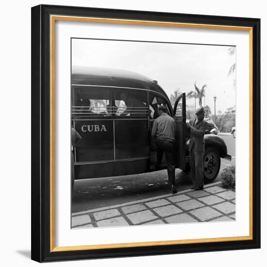 Members of the Brooklyn Dodgers Baseball Team Climb onto a Bus During Spring Training, 1942-William Vandivert-Framed Photographic Print