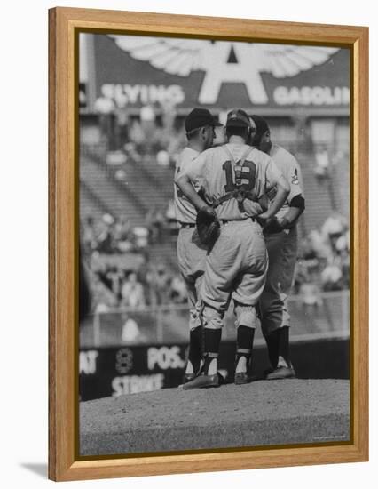 Members of the Cleveland Indians Conferring on the Mound During a Game-Yale Joel-Framed Premier Image Canvas