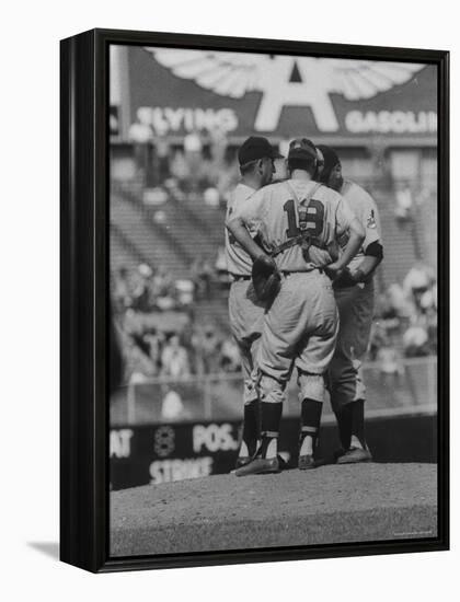 Members of the Cleveland Indians Conferring on the Mound During a Game-Yale Joel-Framed Premier Image Canvas