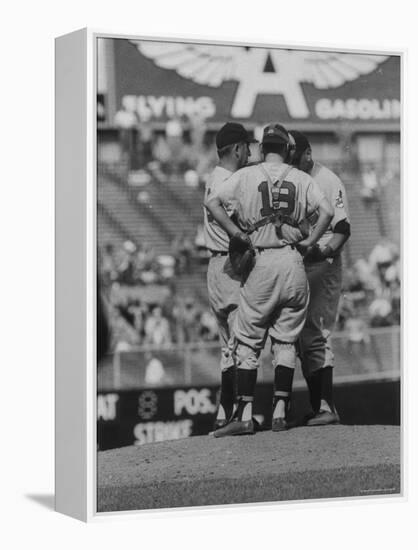 Members of the Cleveland Indians Conferring on the Mound During a Game-Yale Joel-Framed Premier Image Canvas
