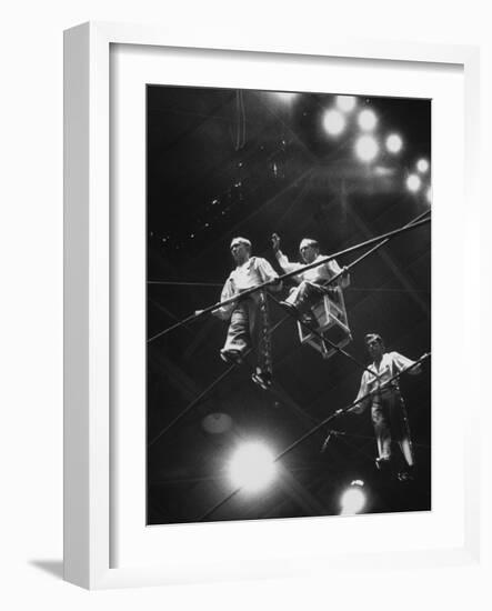 Members of the Great Wallenda Troupe Performing at Shrine Circus-null-Framed Photographic Print