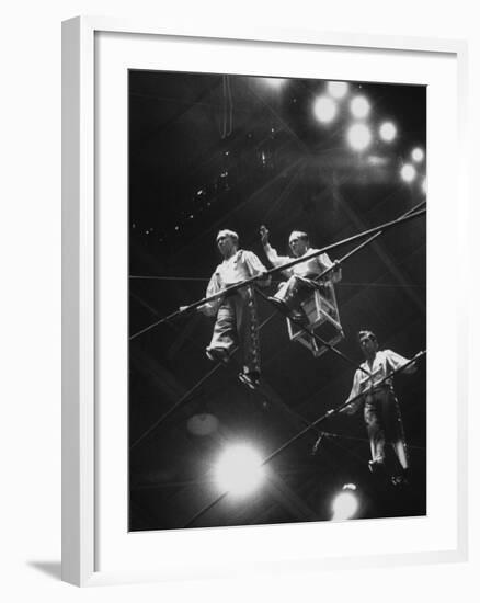 Members of the Great Wallenda Troupe Performing at Shrine Circus-null-Framed Photographic Print