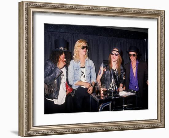 Members of the Rock Group Guns N' Roses Slash, Duff Mckagan, Axl Rose and Izzy Stradlin-null-Framed Premium Photographic Print