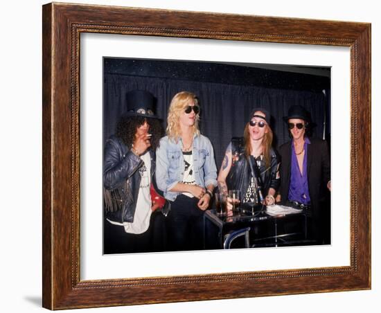 Members of the Rock Group Guns N' Roses Slash, Duff Mckagan, Axl Rose and Izzy Stradlin-null-Framed Premium Photographic Print