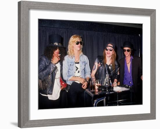 Members of the Rock Group Guns N' Roses Slash, Duff Mckagan, Axl Rose and Izzy Stradlin-null-Framed Premium Photographic Print