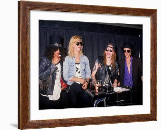 Members of the Rock Group Guns N' Roses Slash, Duff Mckagan, Axl Rose and Izzy Stradlin-null-Framed Premium Photographic Print