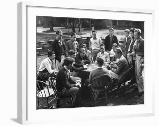 Members of the Throop Club Playing a Poker Game in the Courtyard of their Club Building-Bernard Hoffman-Framed Photographic Print