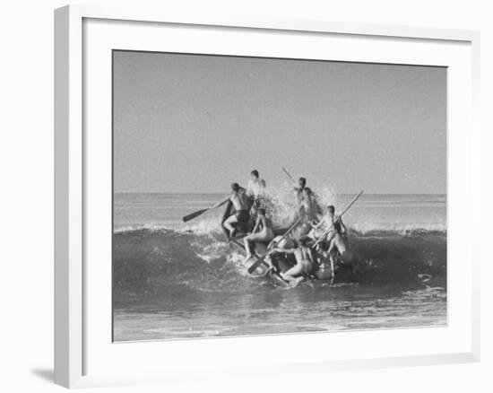 Members of the US Marine Raider Battalion Training in Landing Maneuvers Off Coast of San Diego-null-Framed Photographic Print