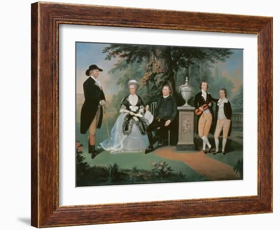 Members of the Wilson family grouped round a memorial of William Pitt the Younger-John Downman-Framed Giclee Print