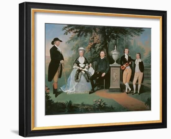 Members of the Wilson family grouped round a memorial of William Pitt the Younger-John Downman-Framed Giclee Print