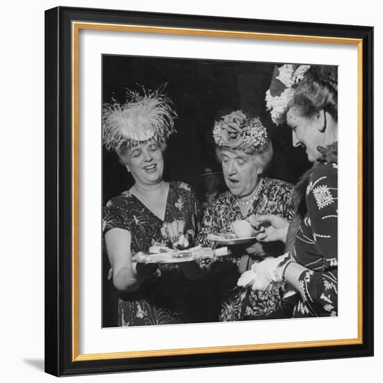 Members of the Women's Club of Chevy Chase Enjoy Canapes at Their Tea Party-Ed Clark-Framed Photographic Print