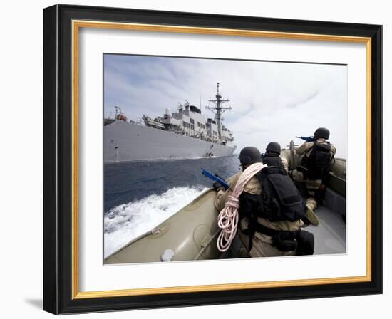 Members of Visit, Board, Search and Seizure Team Approach their Ship in Preparation for Mock Drill-Stocktrek Images-Framed Photographic Print