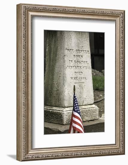 Memorial at Paul Revere's Grave in the Old Granary Burying Ground in Boston-John Woodworth-Framed Photographic Print