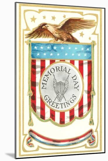 Memorial Day Greetings, Eagle with Banner-null-Mounted Art Print