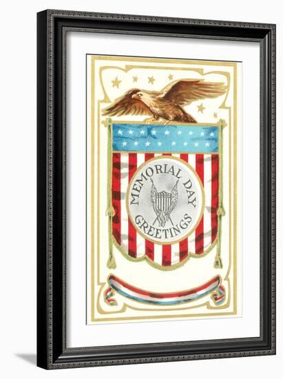 Memorial Day Greetings, Eagle with Banner-null-Framed Art Print