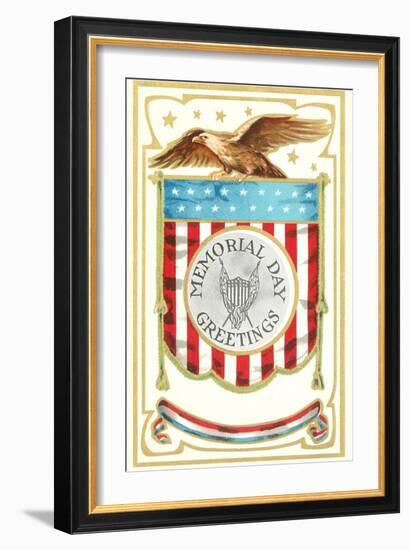 Memorial Day Greetings, Eagle with Banner-null-Framed Art Print