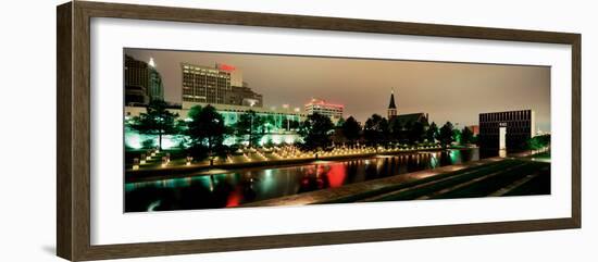 Memorial Lit Up at Dusk, Oklahoma City National Memorial, Alfred P. Murrah Federal Building-null-Framed Photographic Print