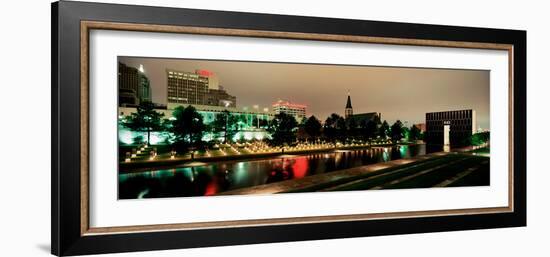 Memorial Lit Up at Dusk, Oklahoma City National Memorial, Alfred P. Murrah Federal Building-null-Framed Photographic Print