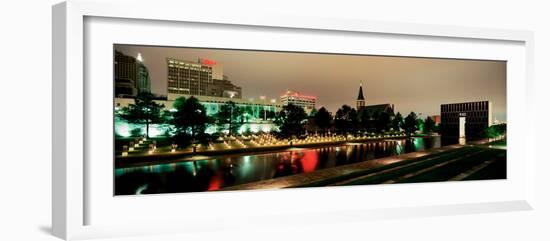 Memorial Lit Up at Dusk, Oklahoma City National Memorial, Alfred P. Murrah Federal Building-null-Framed Photographic Print