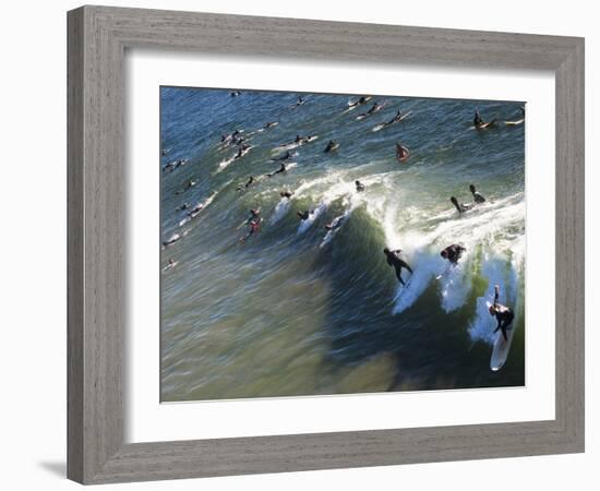 Memorial Paddle Out in Remembrance for Professional Surfer Andy Irons, Huntington Beach, Usa-Micah Wright-Framed Photographic Print