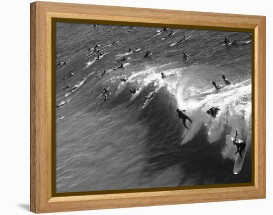 Memorial Paddle Out in Remembrance for Professional Surfer Andy Irons, Huntington Beach, Usa-Micah Wright-Framed Premier Image Canvas