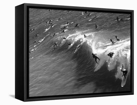 Memorial Paddle Out in Remembrance for Professional Surfer Andy Irons, Huntington Beach, Usa-Micah Wright-Framed Premier Image Canvas